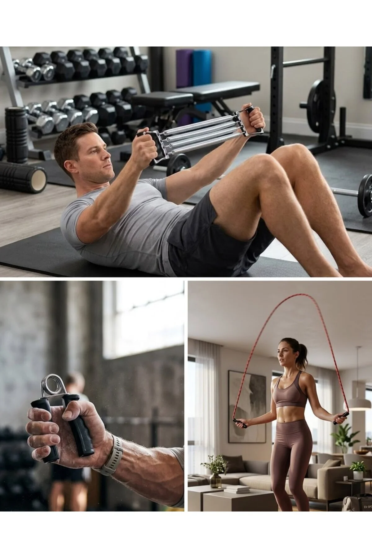 Ev Spor Seti Atlama İpi El Yayı Karın Egzersiz Aleti Fitness Seti - HS08371907-7117 Ev Spor Seti Atlama İpi El Yayı Karın Egzersiz Aleti Fitness Seti - HS08371907-7117