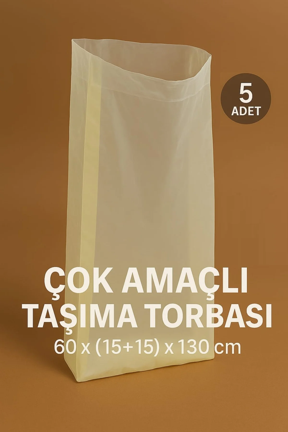 Ev Taşıma Torbası Çok Amaçlı Plastik Çuval 60x(15 15)x130cm Krem 