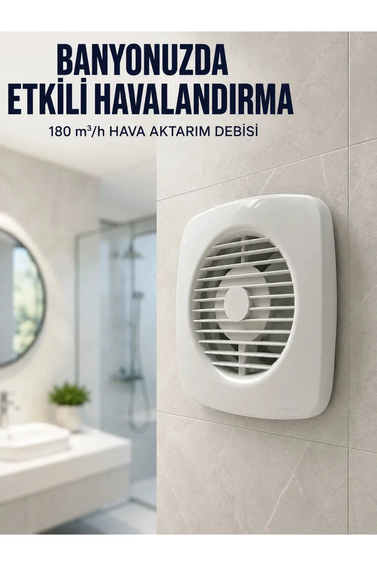 Ev Tipi Dekoratif Aspiratör 16 W 180 m³/h Banyo Mutfak WC Havalandırma Çözümü