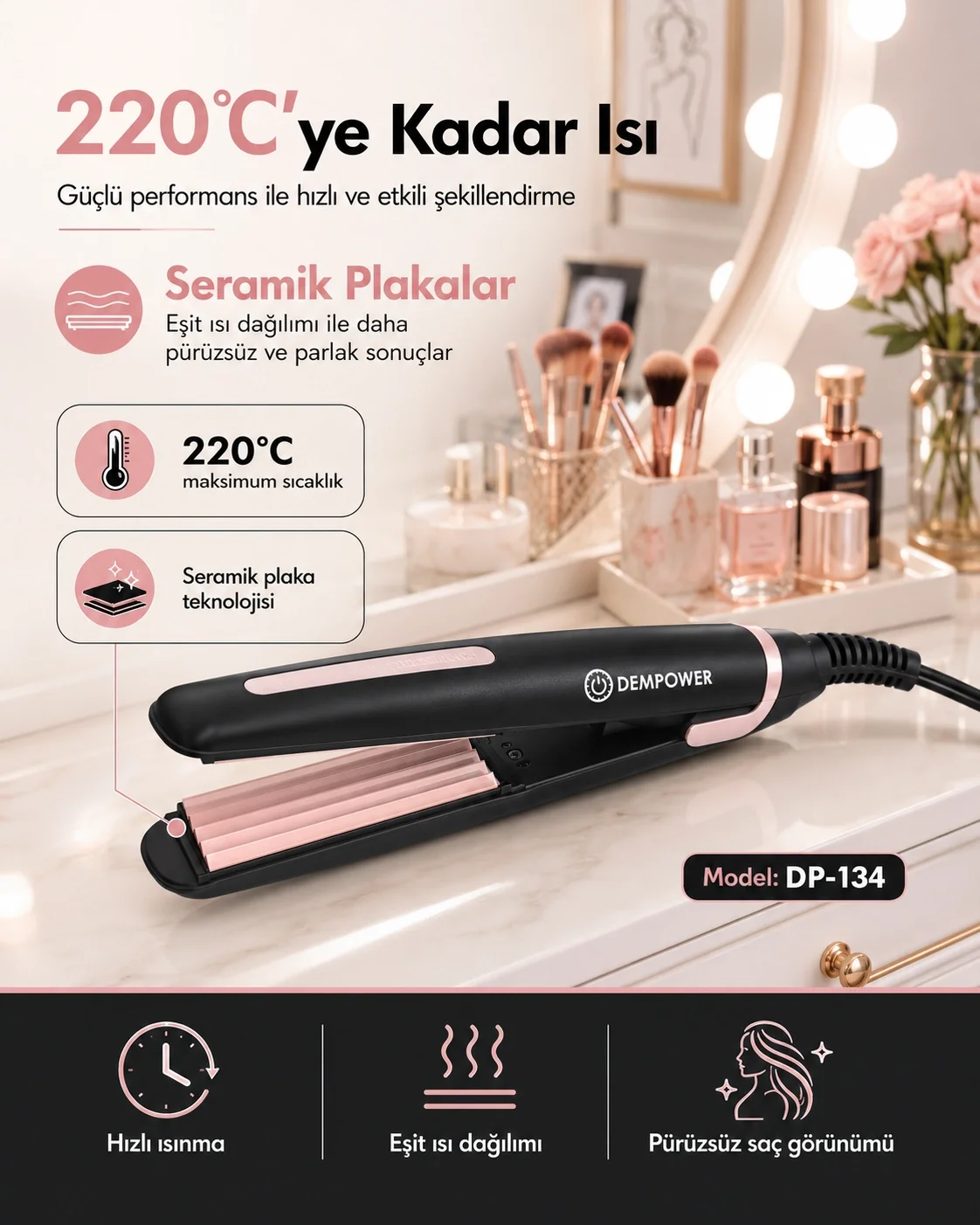 Ev Tipi Kullanıma Uygun Saç Tost Makinesi Dalgalı ve Kabartmalı S
