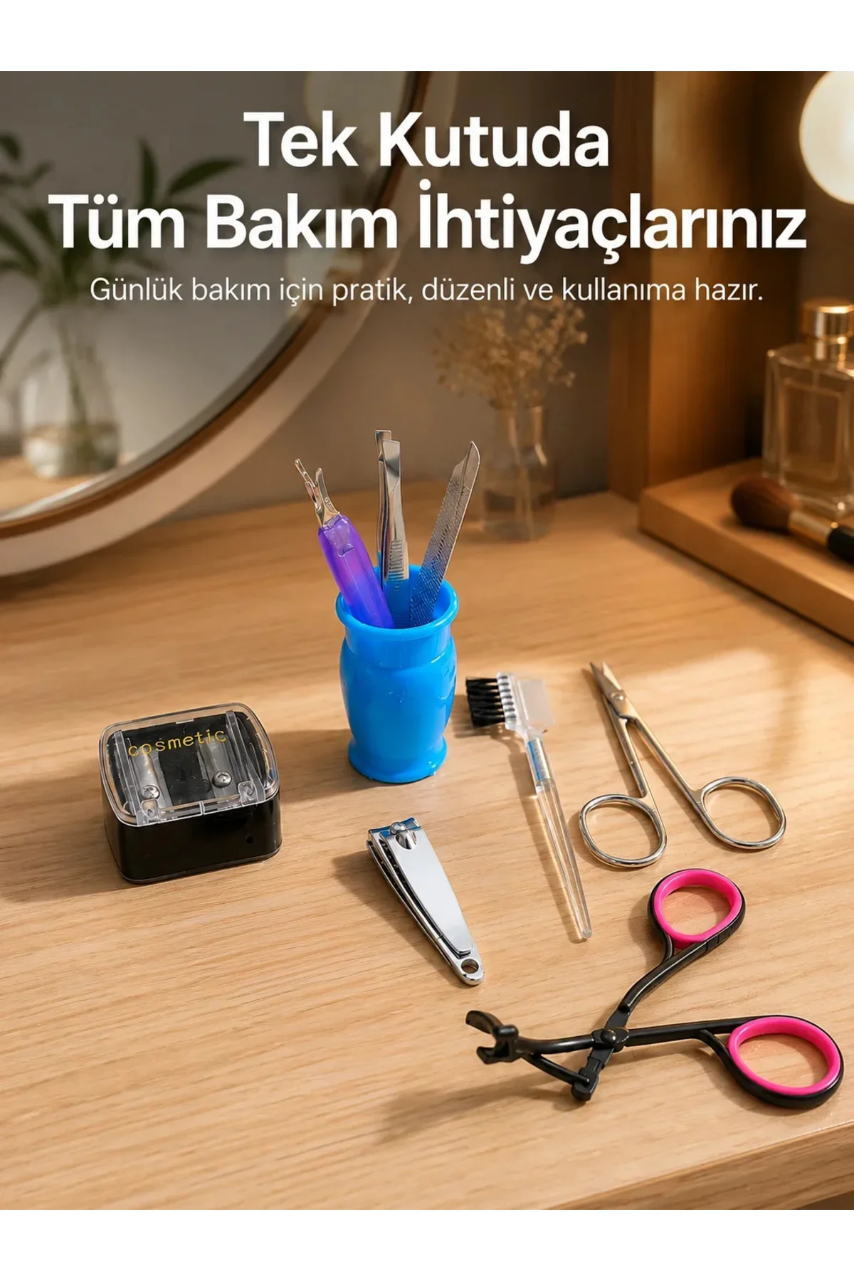 Ev Tipi Manikür Seti Cımbız Tırnak Makası Kaş Makası Bakım Kiti