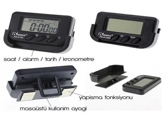 Ev ve Araç Tipi Dijital Saat Kronometreli Alarmlı Pilli Saat Ev ve Araç Tipi Dijital Saat Kronometreli Alarmlı Pilli Saat