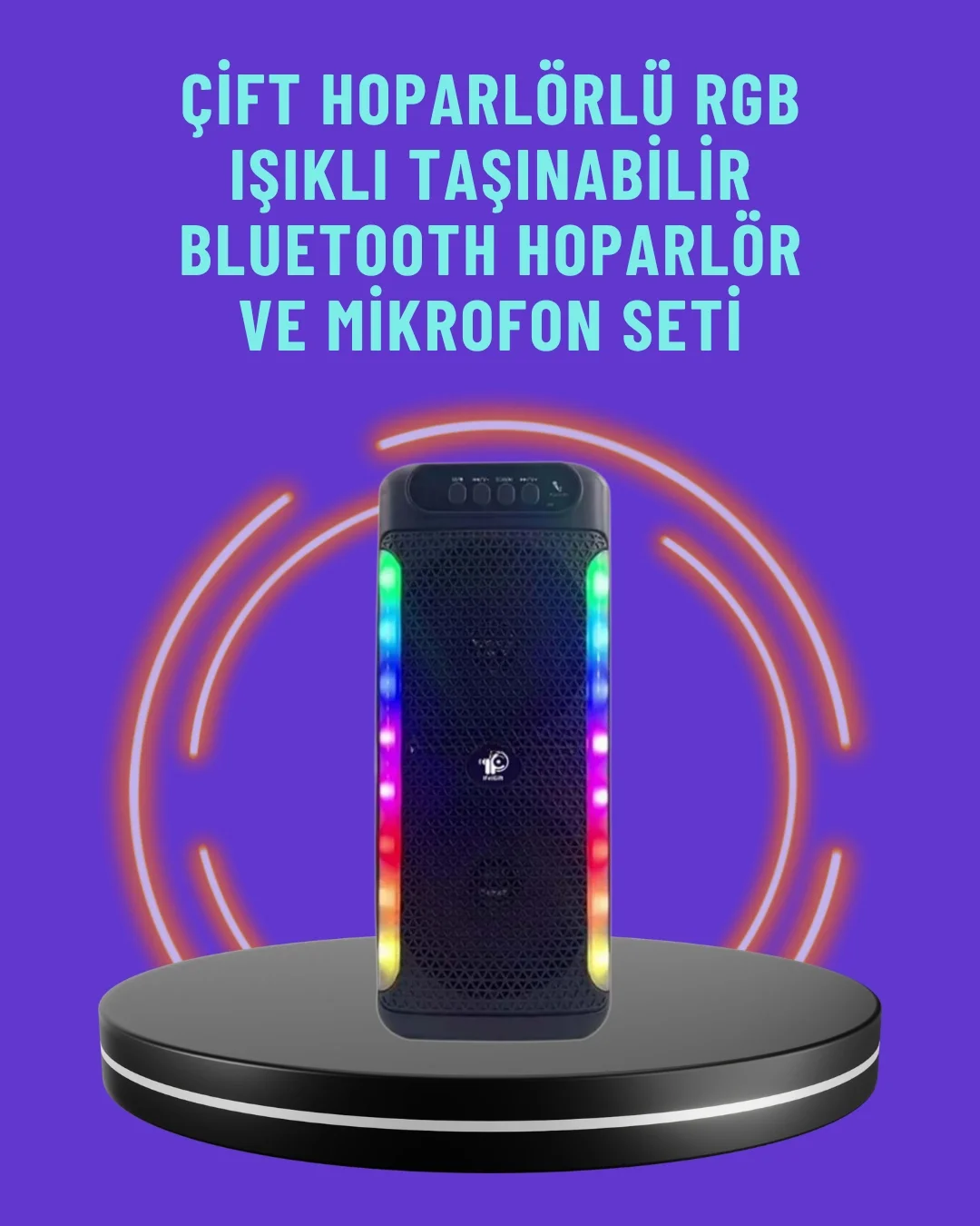 Ev ve Dış Mekan Kullanımına Uygun RGB Işıklı Hoparlör Ev ve Dış Mekan Kullanımına Uygun RGB Işıklı Hoparlör