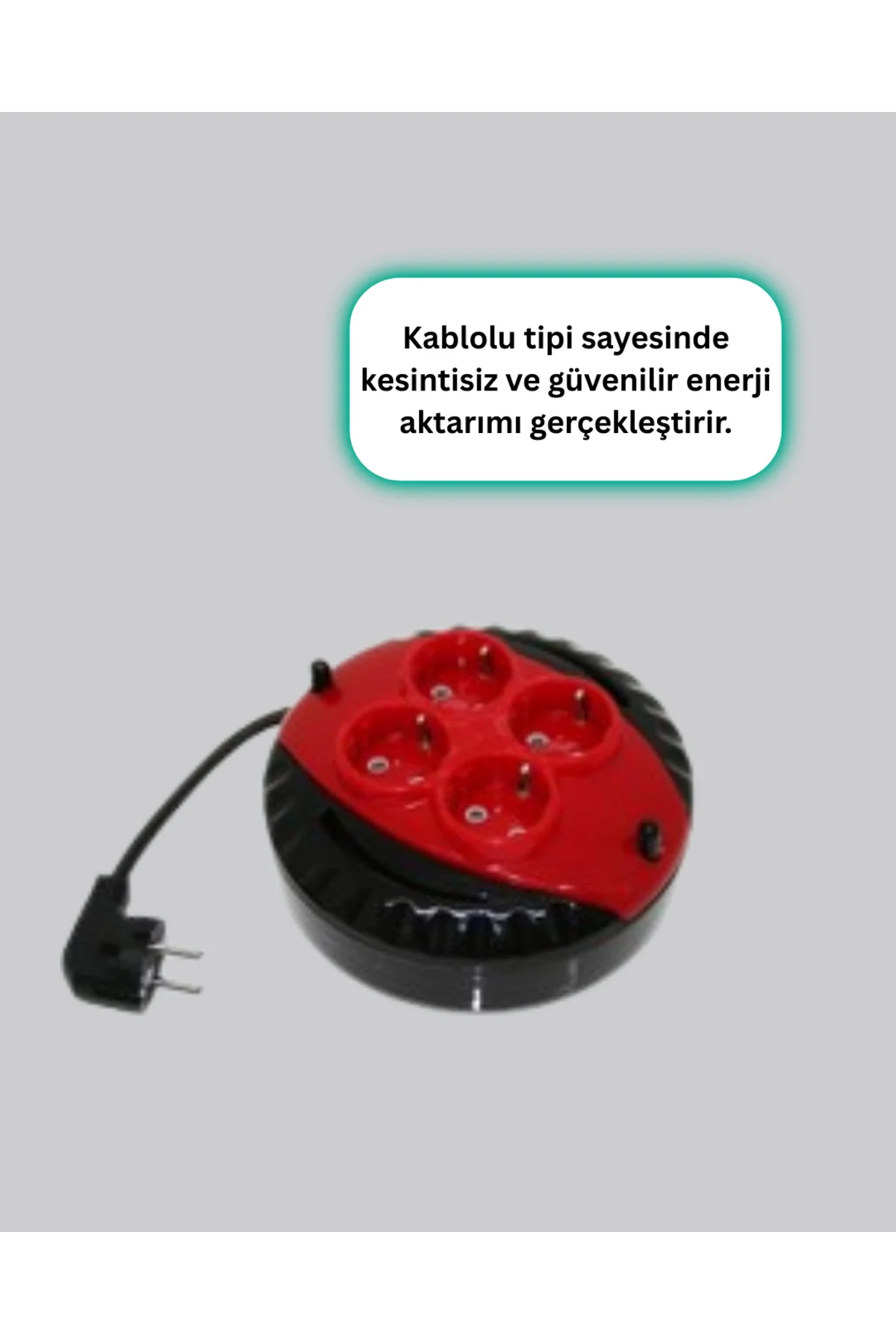 Ev ve Ofis İçin 5 Metre Kablolu 4 Priz Makarası