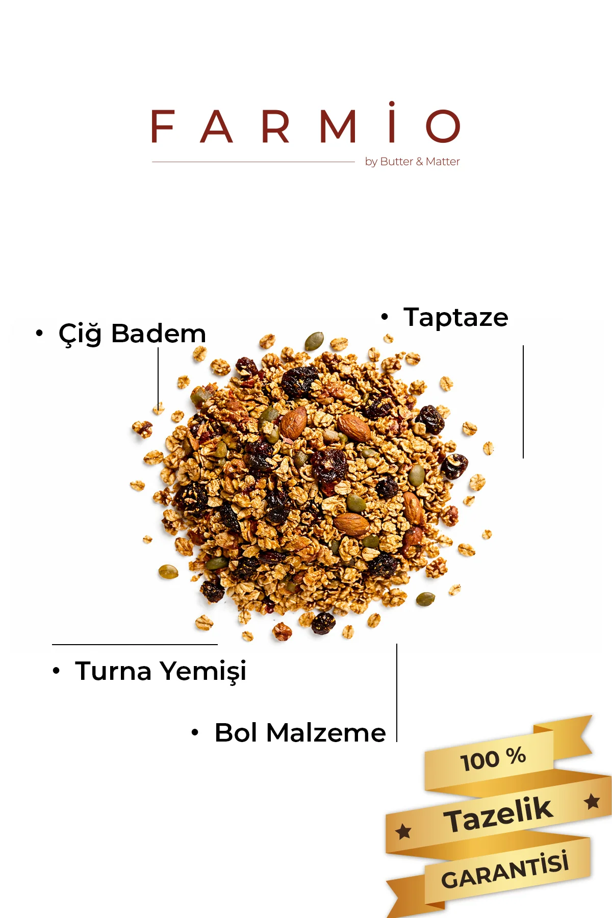 Ev Yapımı Premium Granola 350gr - İlave Şekersiz - Turna Yemişli 