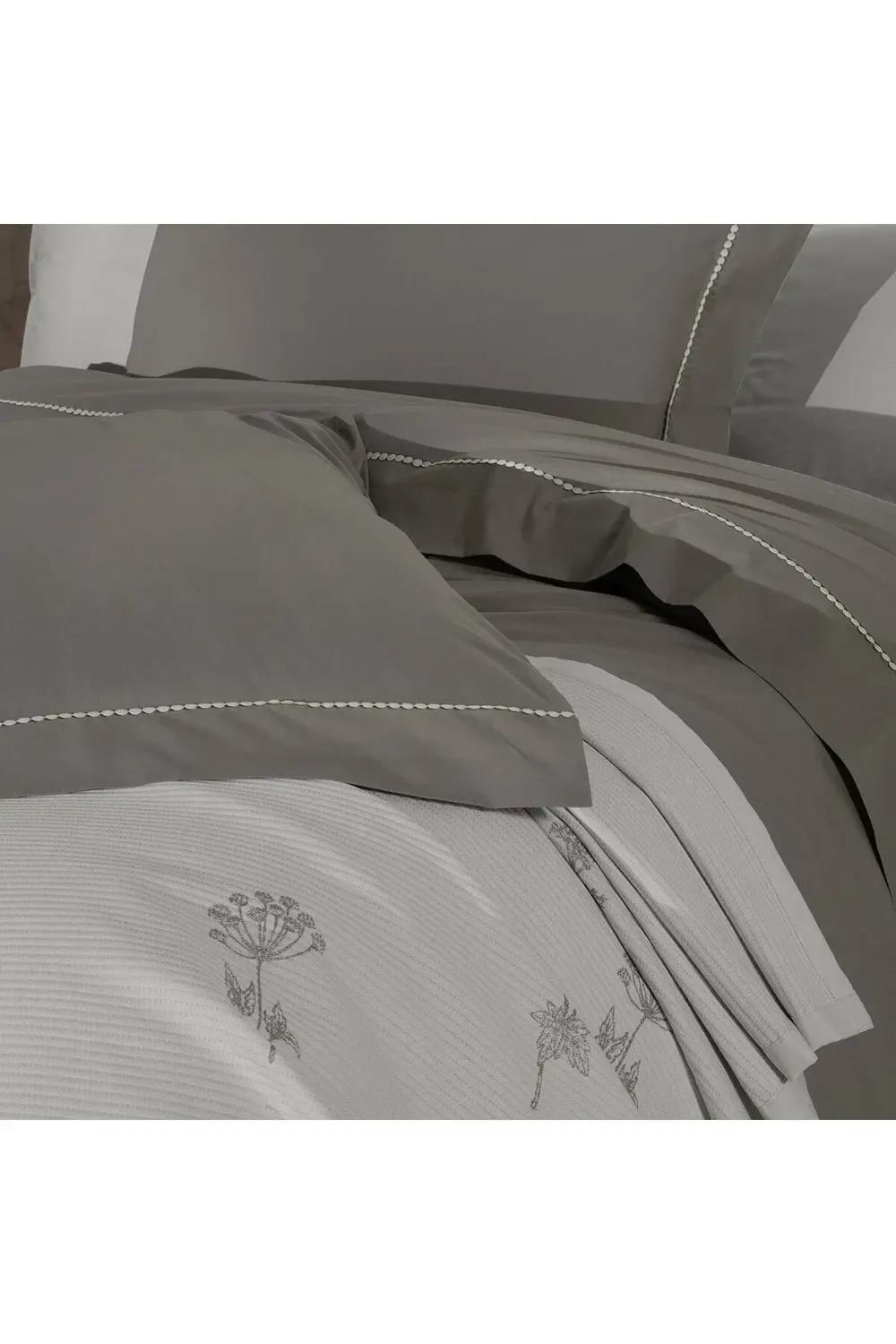 Sarev Eva Eldon Bej Tek Kişilik %100 Pamuk Nevresim Takımı Ve Pike Seti