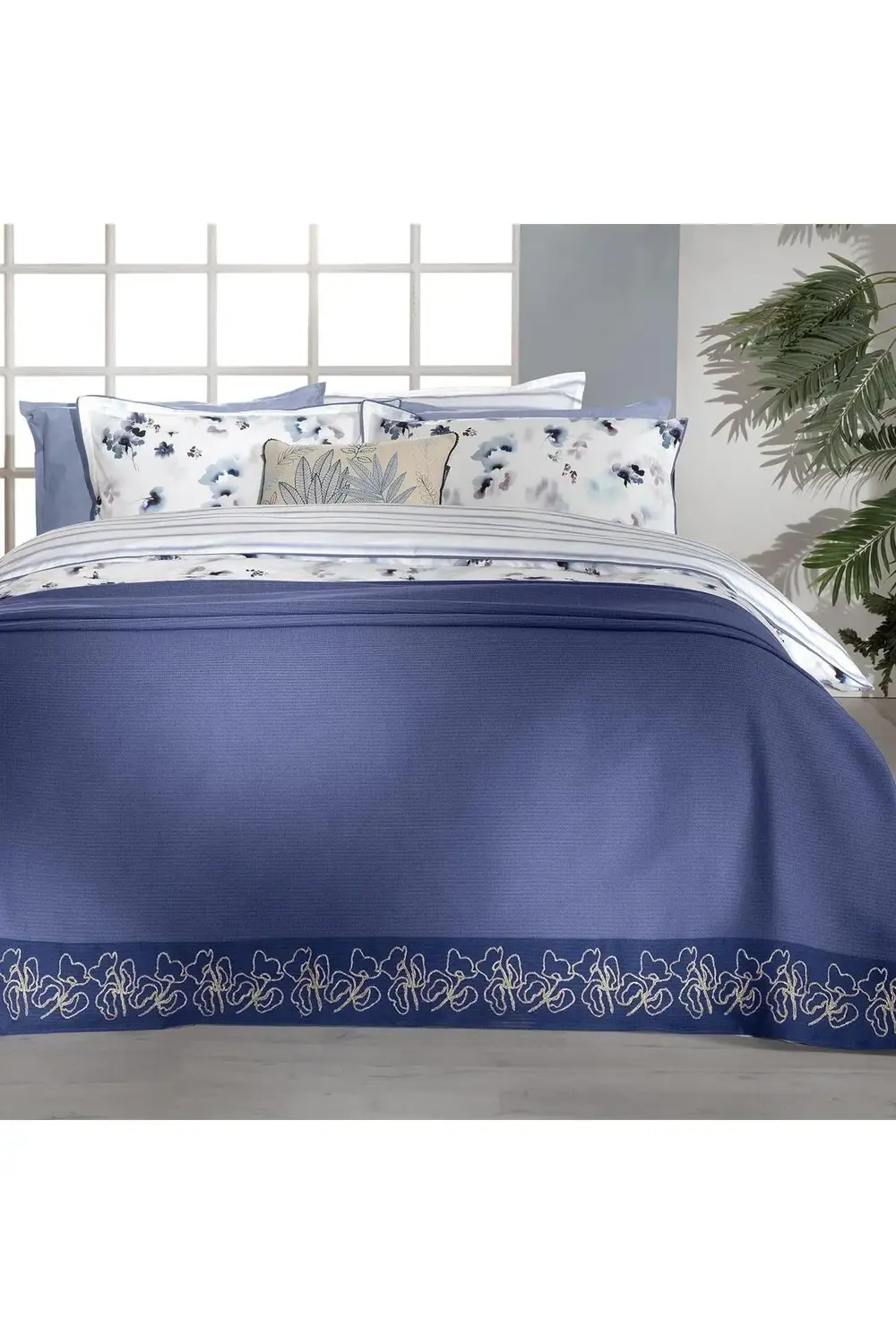 Sarev Eva Jadon Mavi Tek Kişilik %100 Pamuk Nevresim Takımı Ve Pike Set