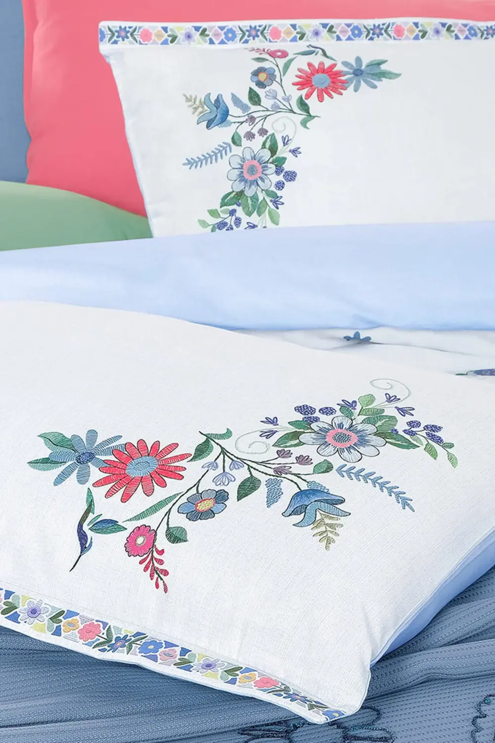 Eva Mia Mavi Tek Kişilik %100 Pamuk Nevresim Takımı ve Pike Seti