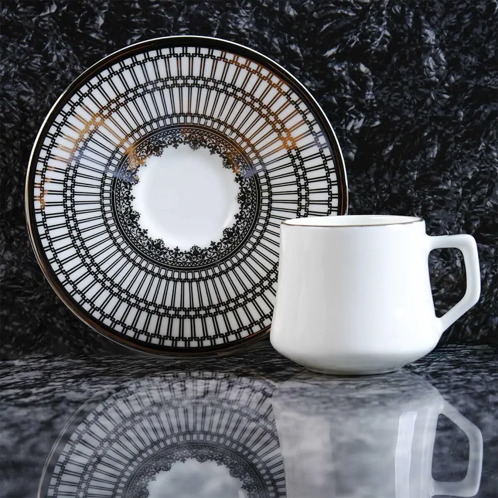 Evaliza Crown Platin 6 Kişilik Porselen Kahve Fincan Takımı 80 ml