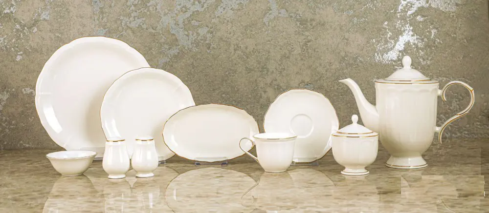 Evaliza Eva Gold 36 Parça Porselen Kahvaltı Takımı