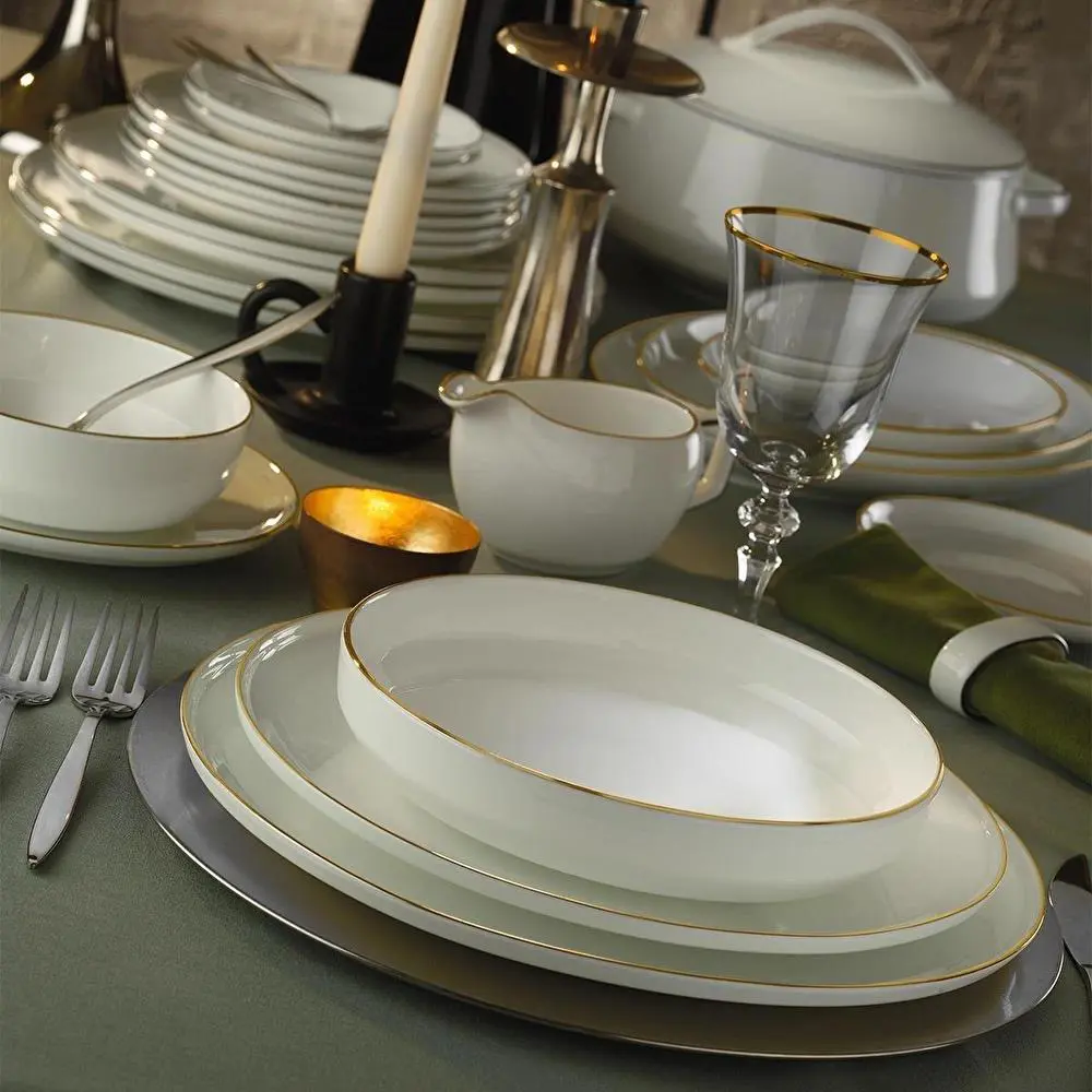 Evaliza Hanedan Shiny Gold Porselen Yemek Takımı 60 Parça 2 mm