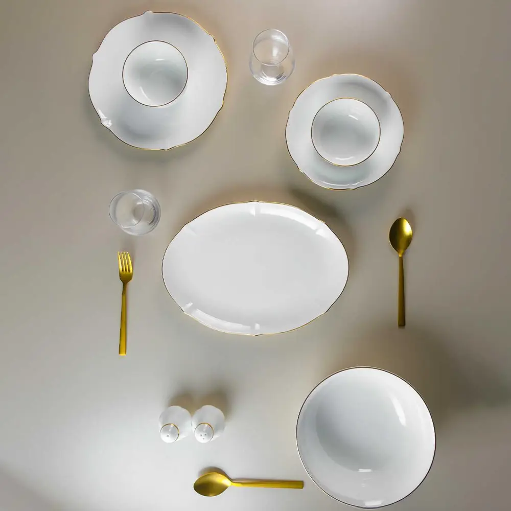 Evaliza Magnolia Gold 60 Parça 12 Kişilik Porselen Yemek Takımı