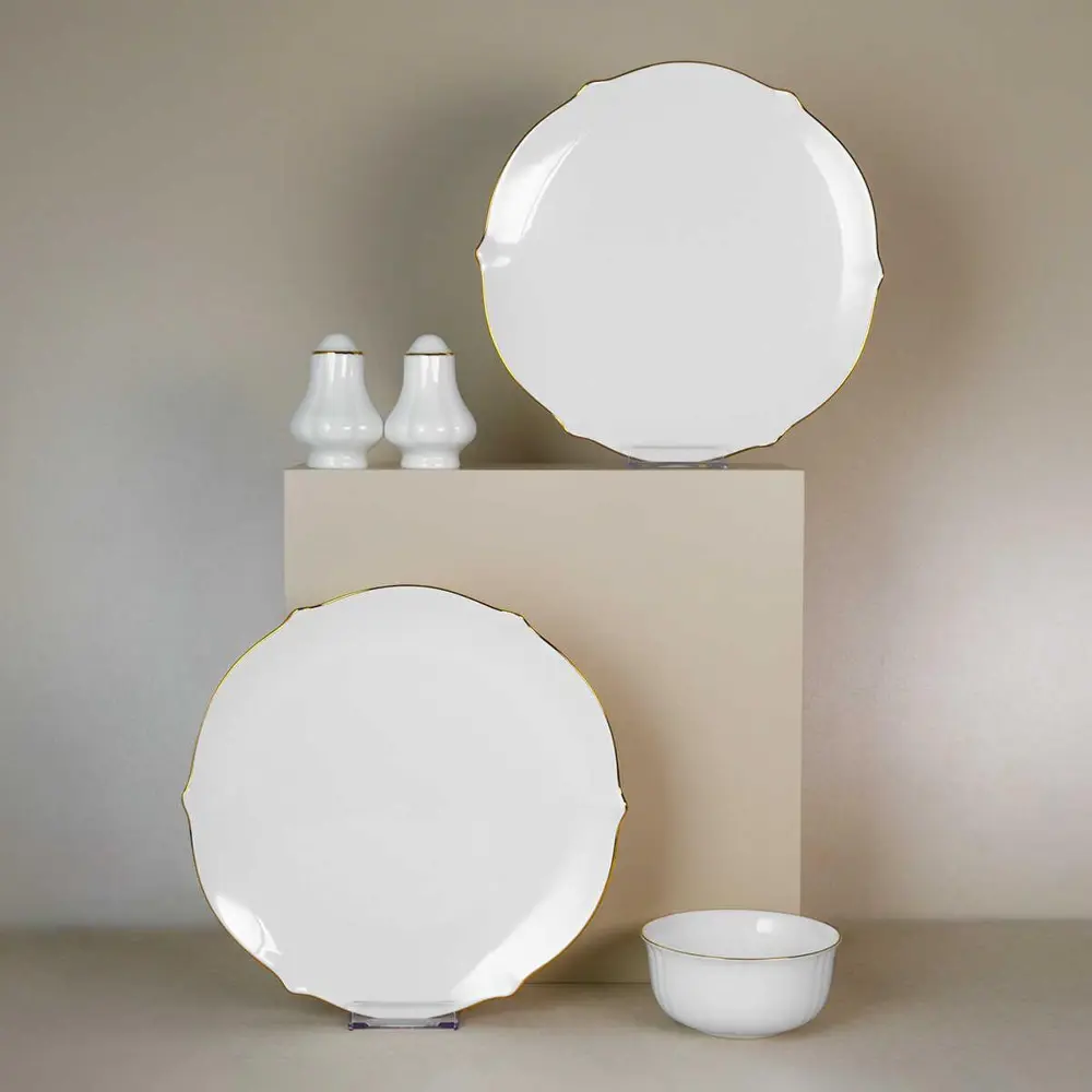 Evaliza Magnolia Gold 60 Parça 12 Kişilik Porselen Yemek Takımı