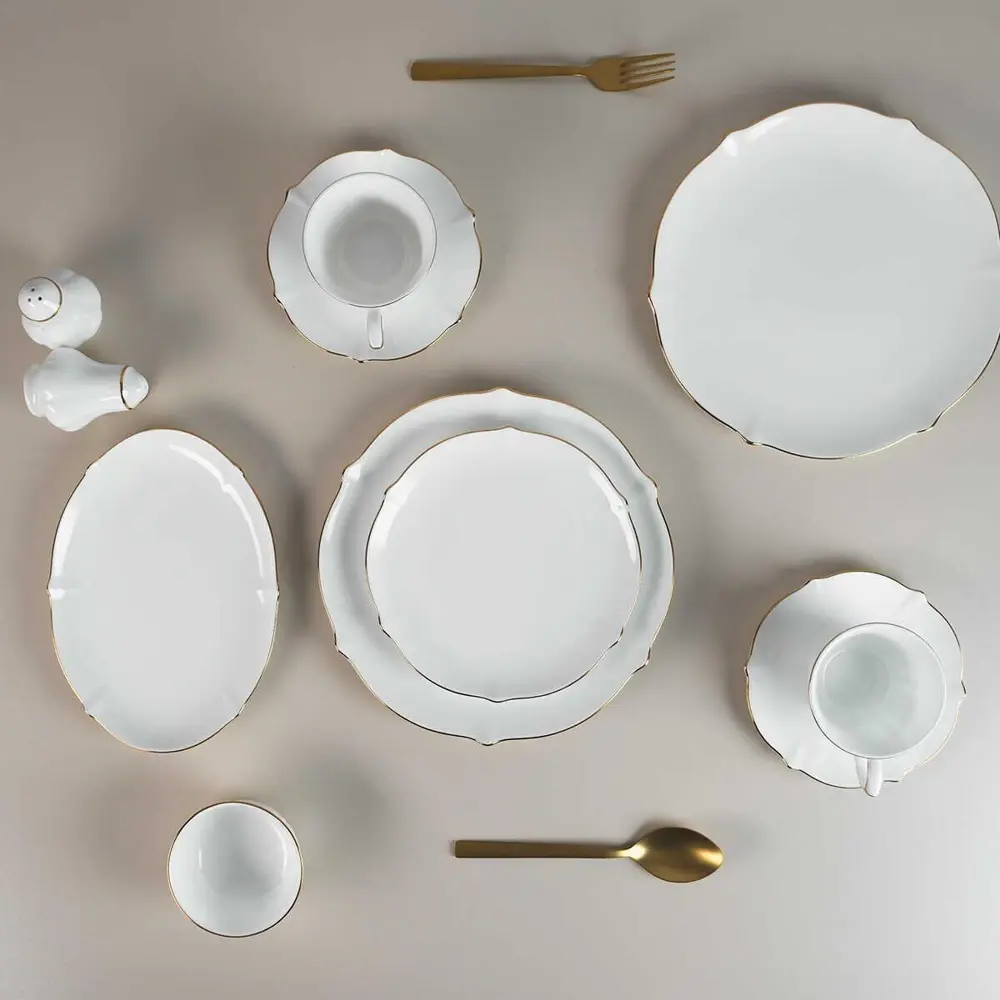Evaliza Magnolia Premium Gold 36 Parça 6 Kişilik Porselen Kahvalt