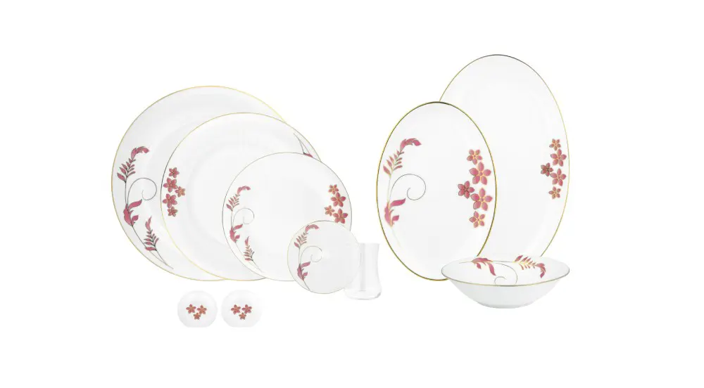 Evaliza Nostalji Çiçek 42 Parça 6 Kişilik Porselen Kahvaltı Takım