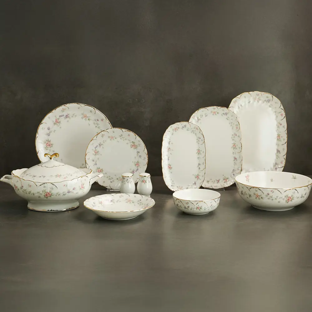 Evaliza Queen's Garden 60 Parça 12 Kişilik Porselen Yemek Takımı 