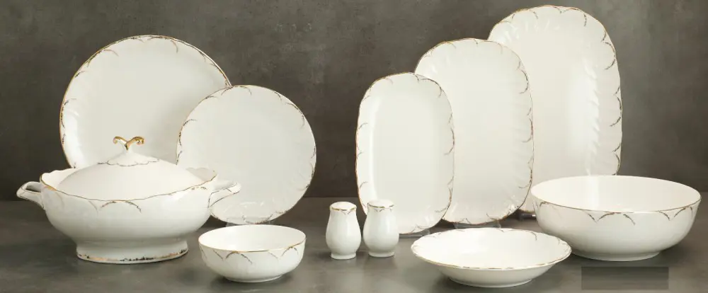 Evaliza Queen’s Gold 60 Parça 12 Kişilik Porselen Yemek Takımı