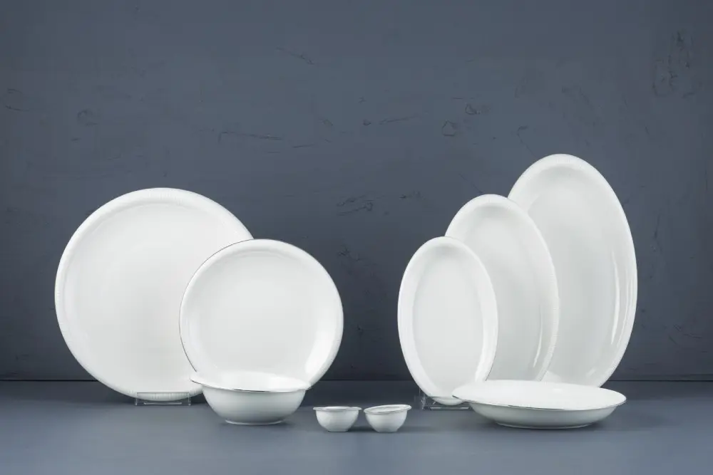 Evaliza Stripe Platin 30 Parça 6 Kişilik Porselen Yemek Takımı