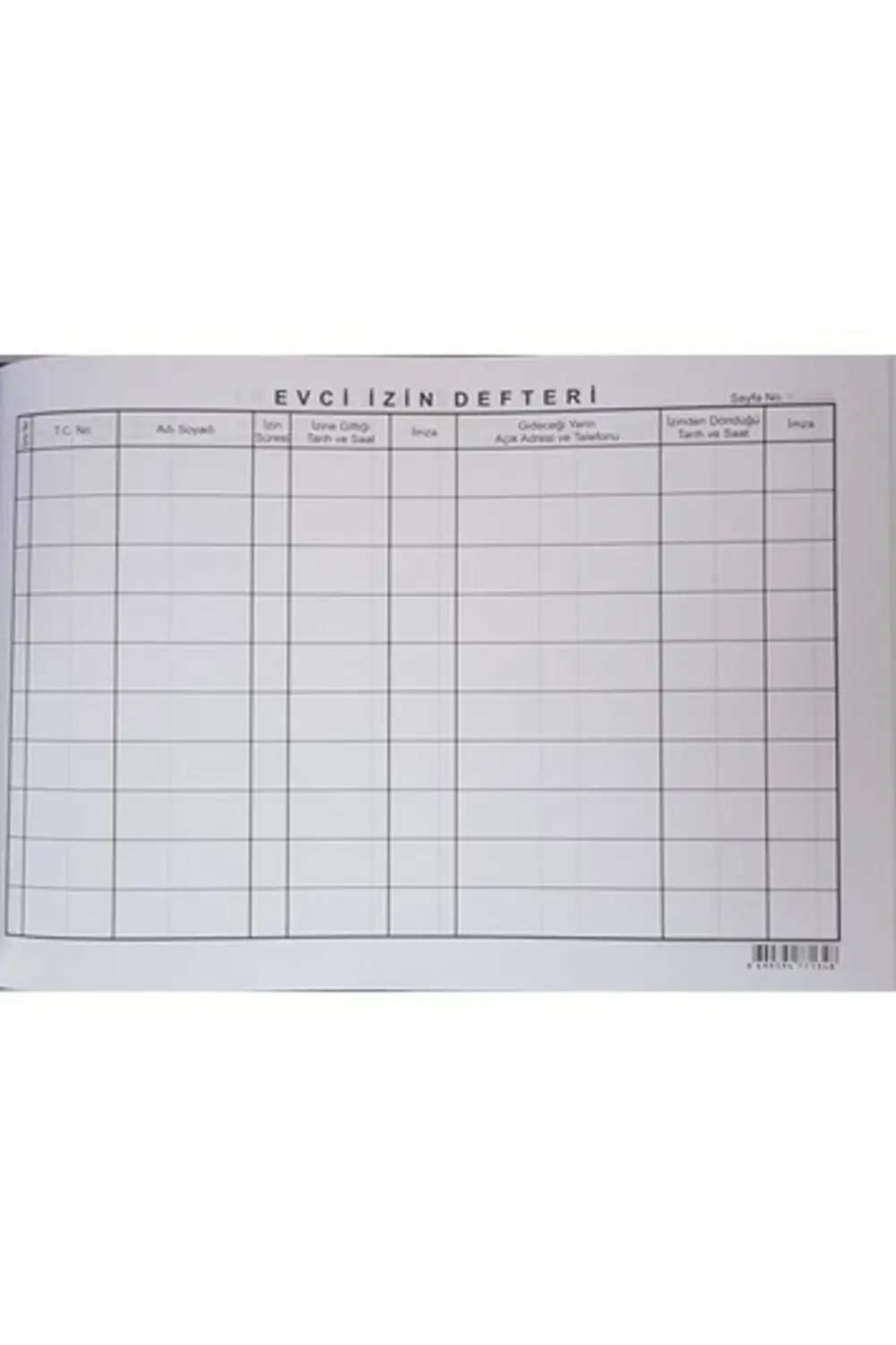 Evci İzin Defteri Cilt Kapak