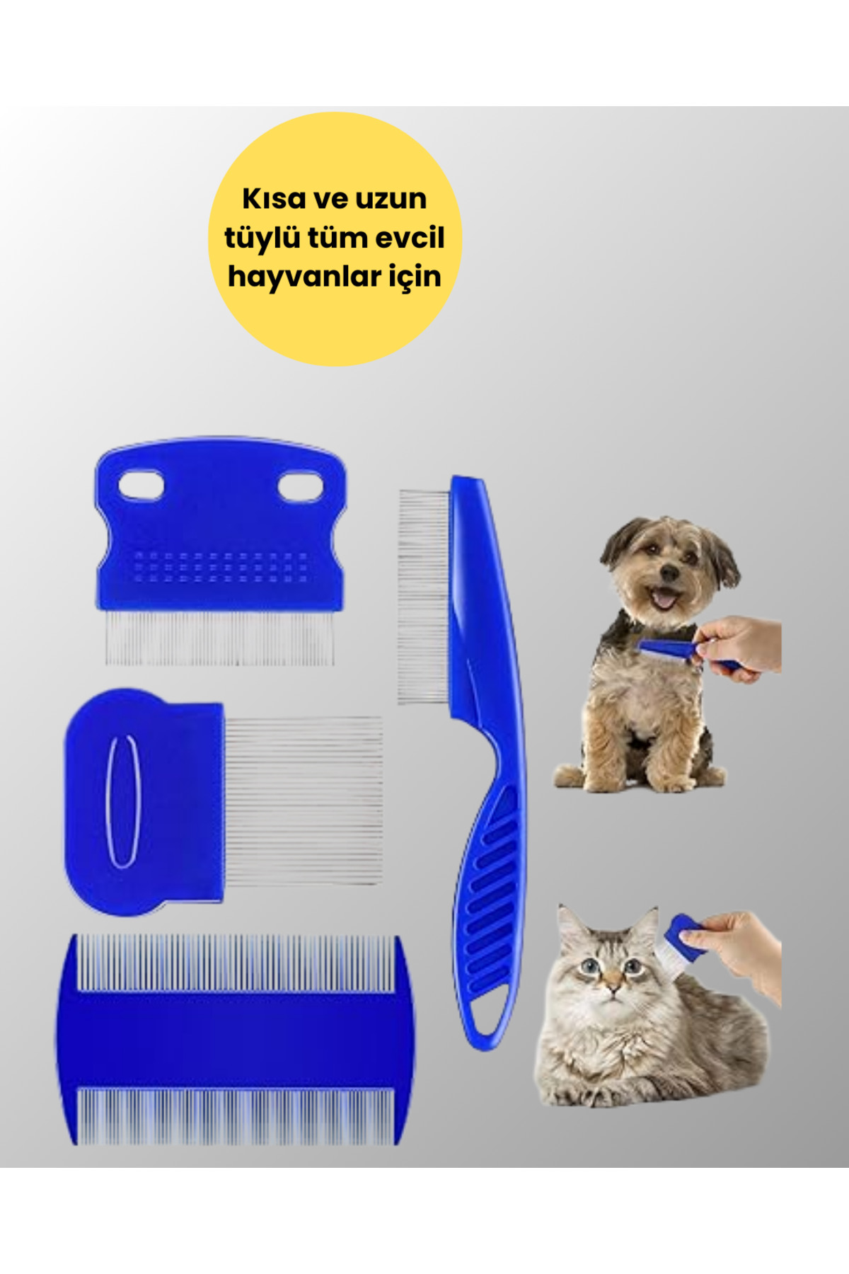 Evcil Hayvan Bakımı İçin Dayanıklı ve Çok Amaçlı Tarak Seti (4 Pa