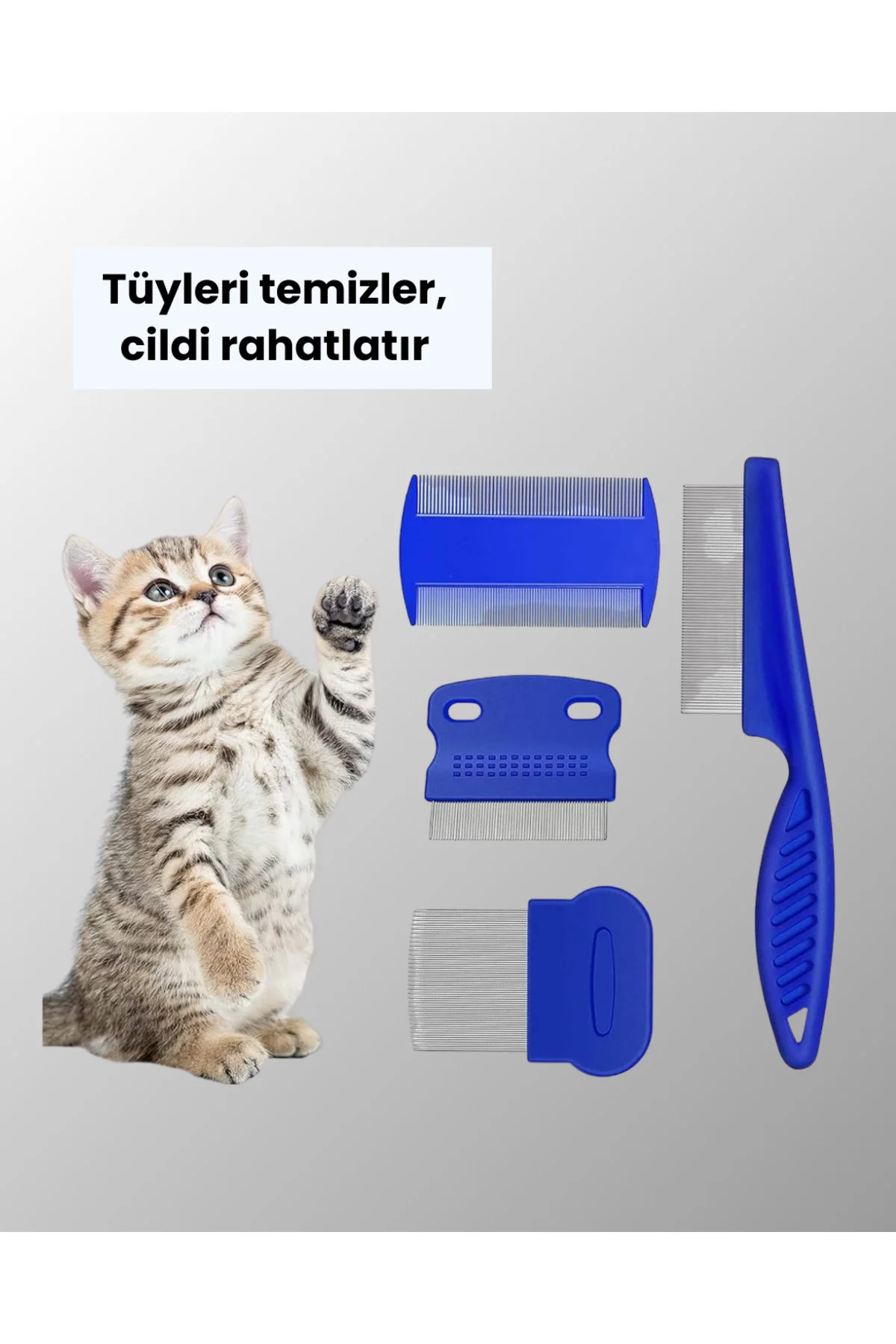 Evcil Hayvan Bakımı İçin Dayanıklı ve Çok Amaçlı Tarak Seti (4 Pa