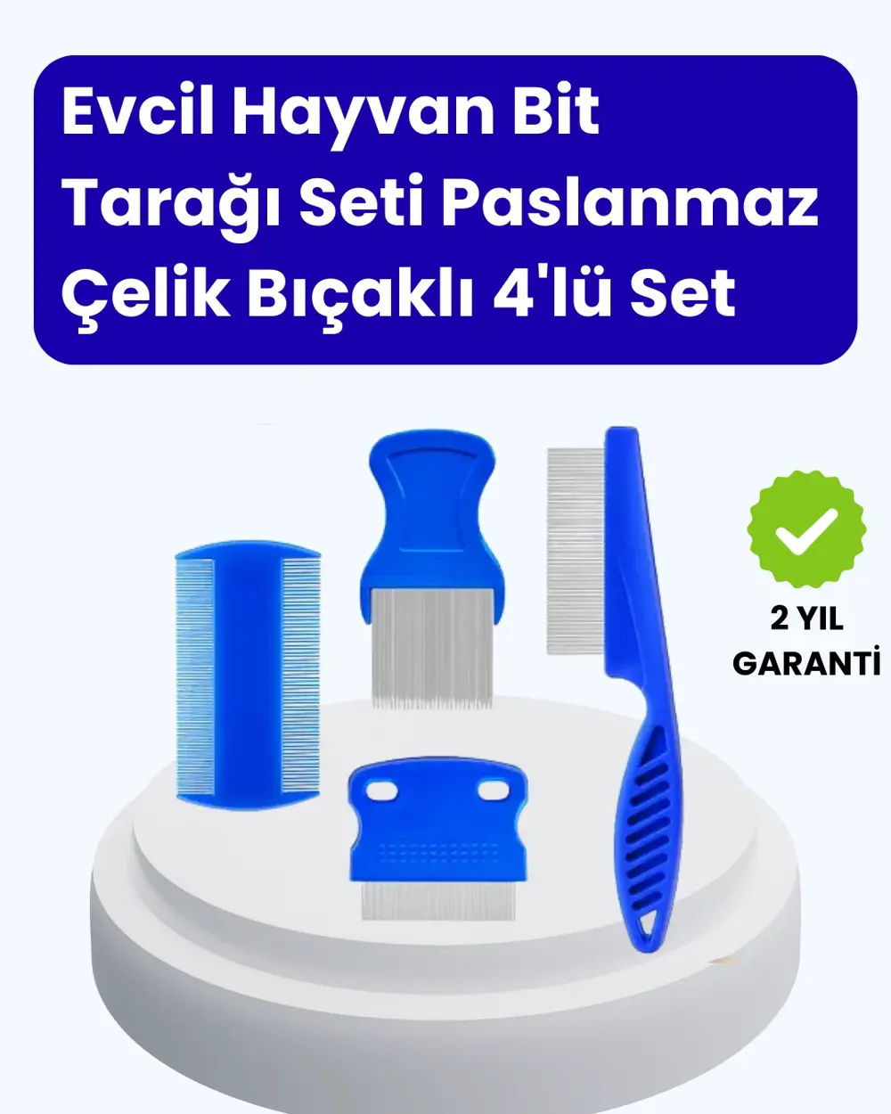 Evcil Hayvan Bakımı İçin Dayanıklı ve Çok Amaçlı Tarak Seti (4 Pa