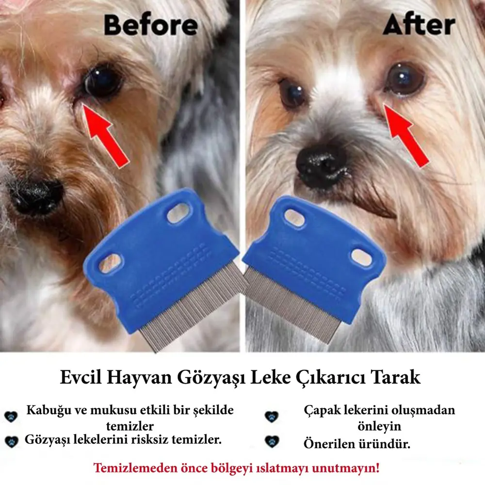Evcil Hayvan Kedi Köpek Pire Tarağı ve Köpek Gözyaşı Lekesi Tarağ Evcil Hayvan Kedi Köpek Pire Tarağı ve Köpek Gözyaşı Lekesi Tarağ