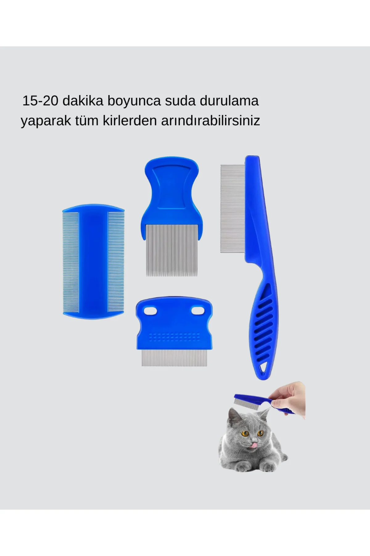 Evcil Hayvan Tüy Bakım Seti – 4’Lü Paslanmaz Çelik Ve Plastik Kol