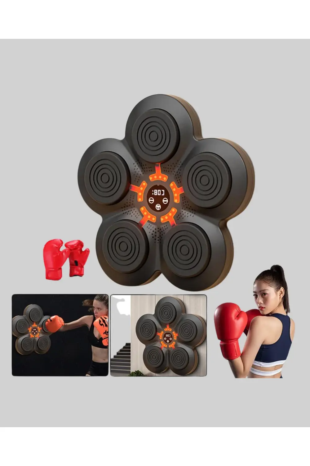 Evde Fitness İçin Akıllı Boks Makinesi Işıklı Vuruş Noktalı Bluet