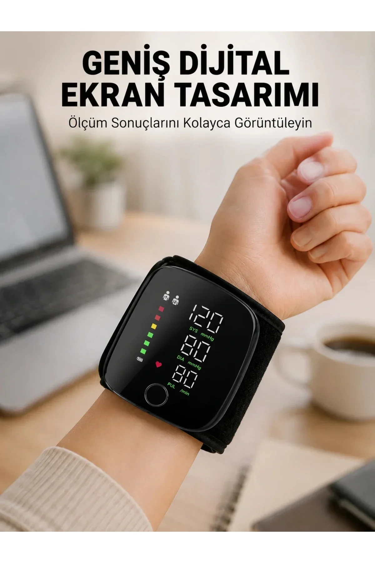 Evde Günlük Kullanıma Uygun Şarjlı Bilekten Tansiyon Ölçüm Cihazı Evde Günlük Kullanıma Uygun Şarjlı Bilekten Tansiyon Ölçüm Cihazı