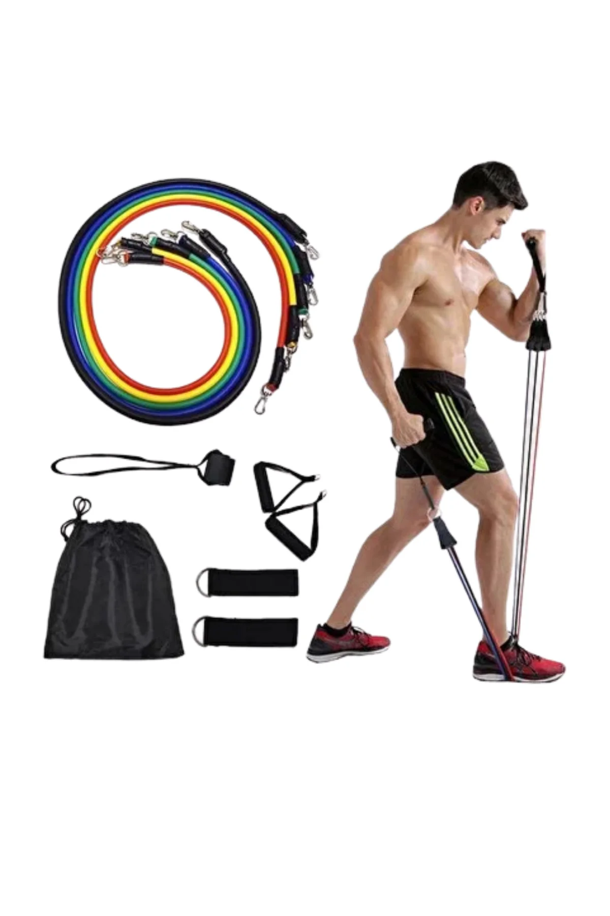 Evde Spor İçin Çok Amaçlı Direnç Lastiği Antrenman Seti 11 Parça
