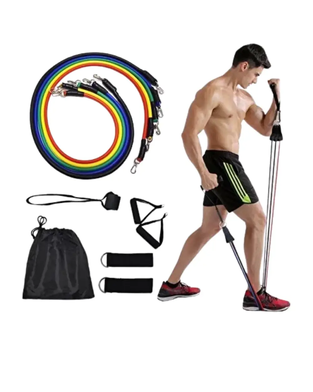 Evde Spor İçin Çok Amaçlı Direnç Lastiği Antrenman Seti 11 Parça