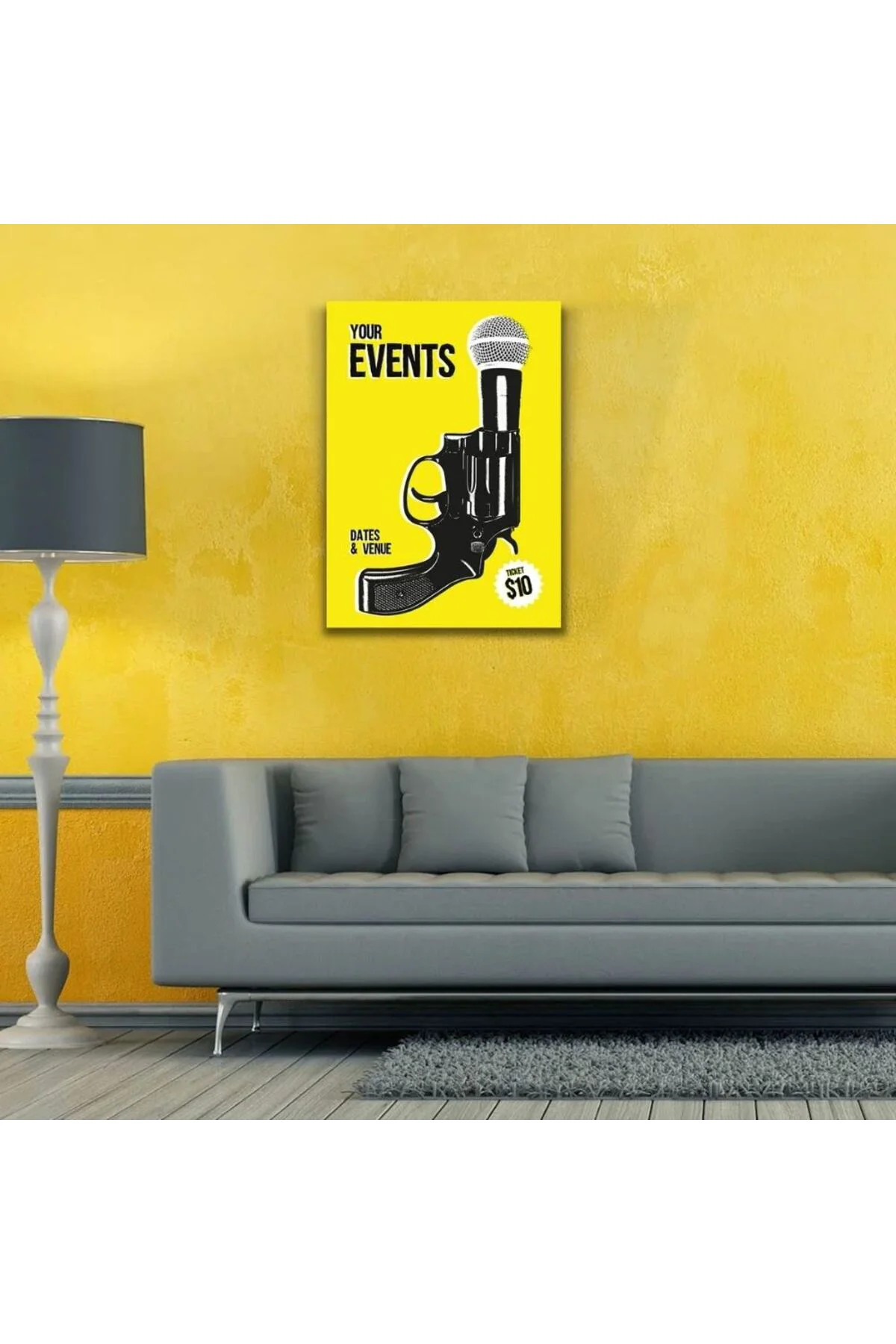 Events Sarı ve Siyah tonlarda Poster Kanvas Tablo 50 x 70