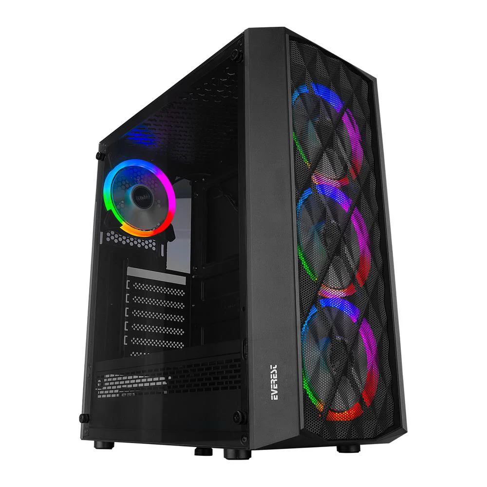 Everest BUMPY 4-12cm RGB Fan Tempered Camlı ATX Mid-T Gaming Oyun