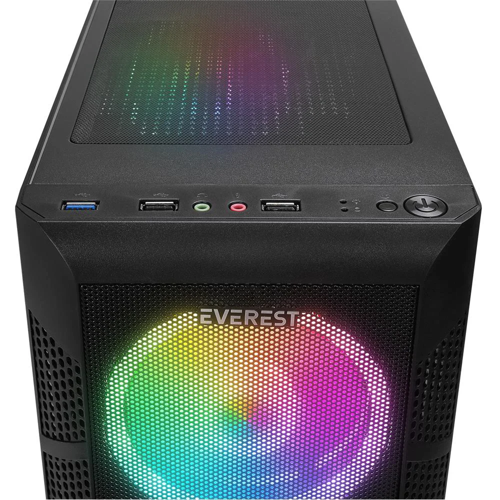 Everest CREST V1 Mesh Temperli Camlı 4x12cm Auto RGB Fan ATX Mid-