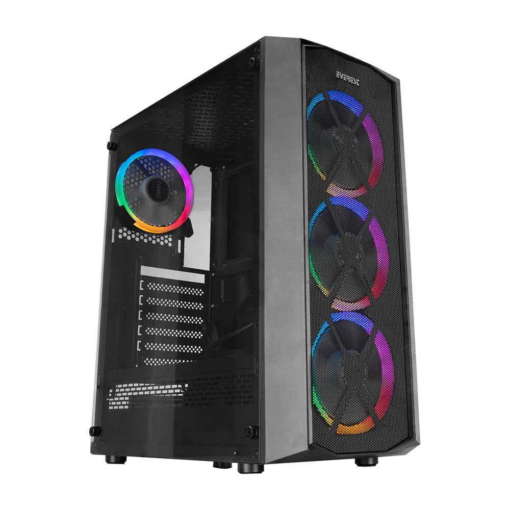 Everest FLAT MESH 4-12cm RGB Fan Tempered Camlı ATX Mid-T Gaming 