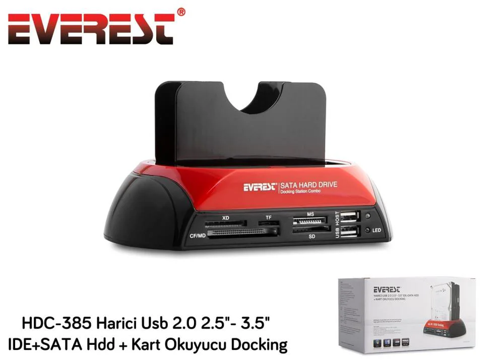 Everest HDC-385 2.5"-3.5" Ide Sata Usb 2.0 Harddisk Hdd Kutusu + 