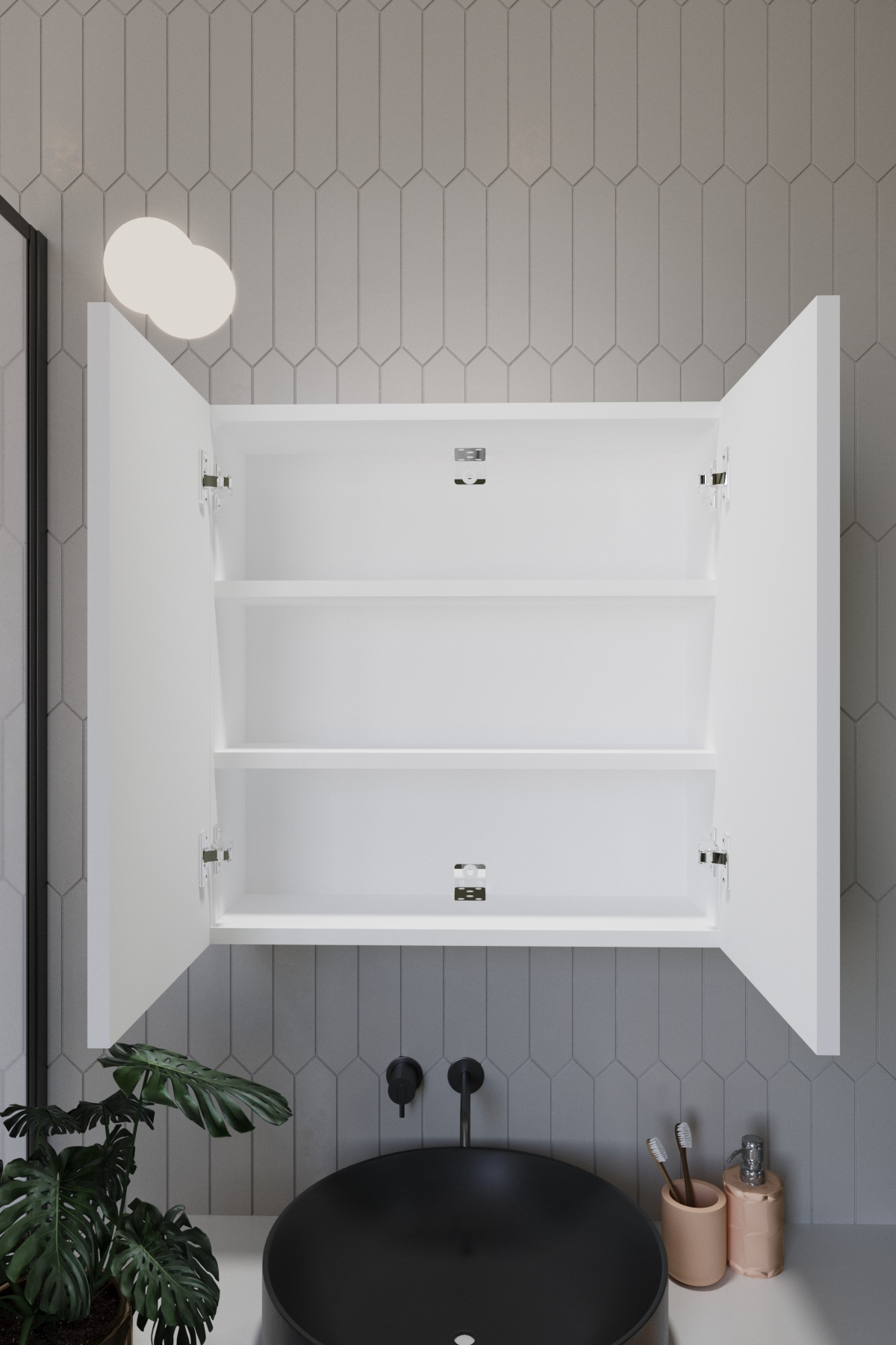 Everest İki Kapaklı Aynalı Lavabo Üstü Banyo Dolabı