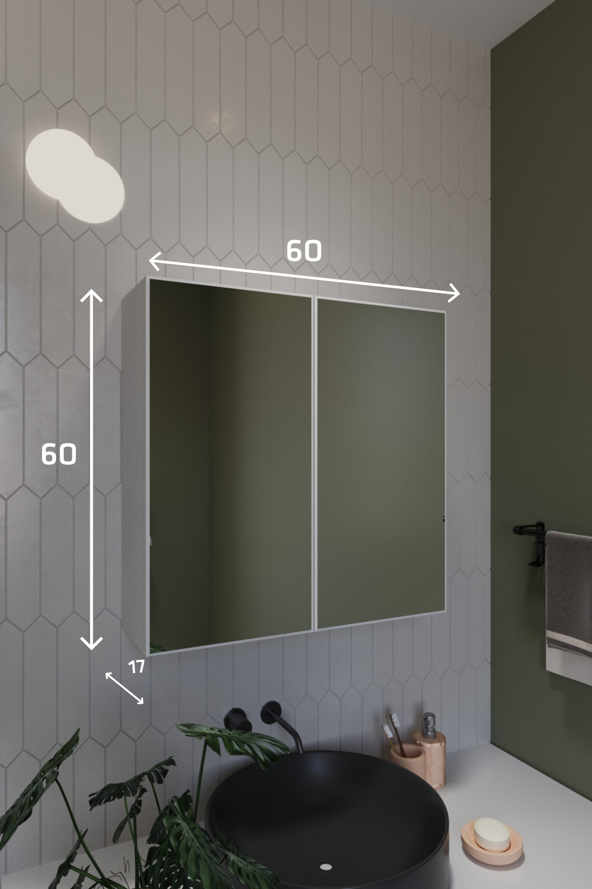 Everest İki Kapaklı Aynalı Lavabo Üstü Banyo Dolabı