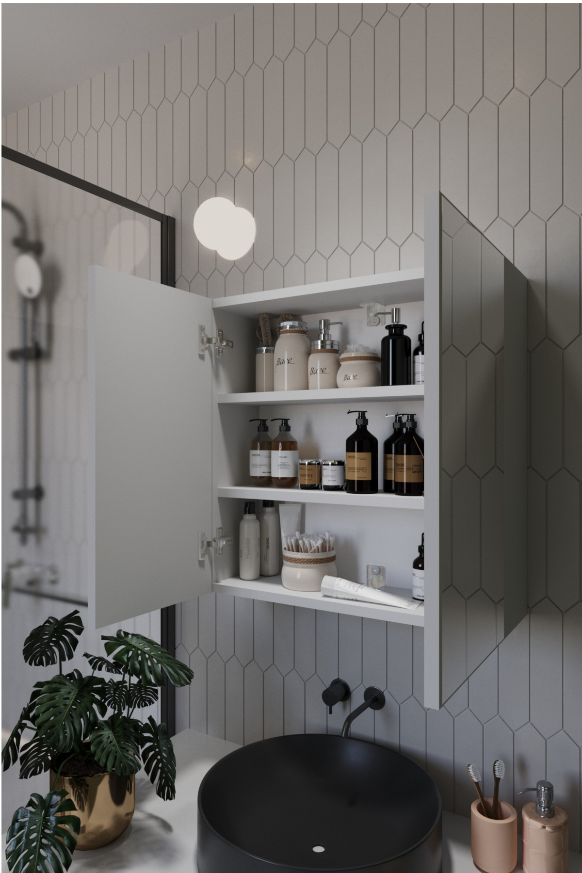 Everest İki Kapaklı Aynalı Lavabo Üstü Banyo Dolabı