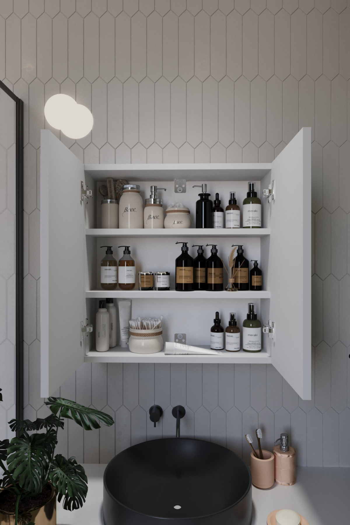 Everest İki Kapaklı Aynalı Lavabo Üstü Banyo Dolabı