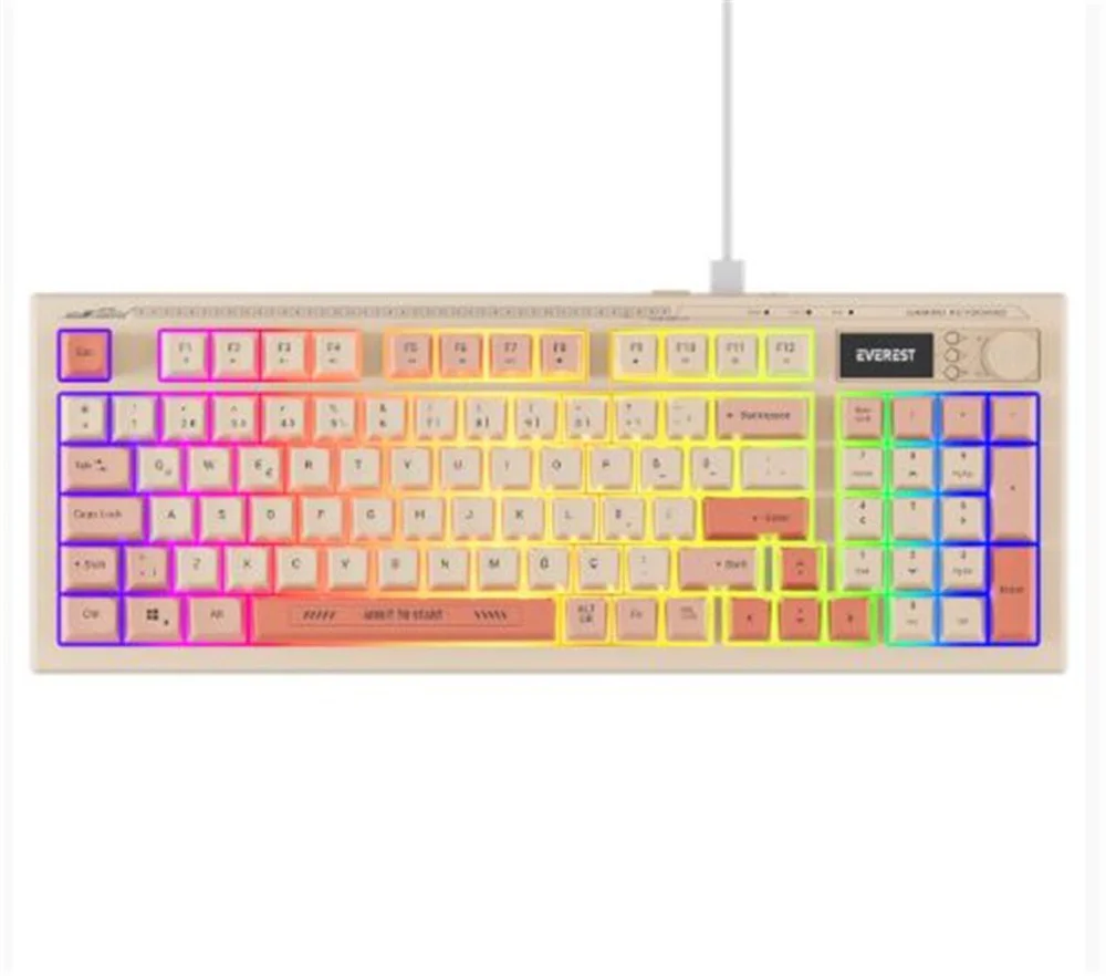 Everest KB-79 SILENT PRO Bej-Pembe-Turuncu SESSİZ RGB Q Membrane 
