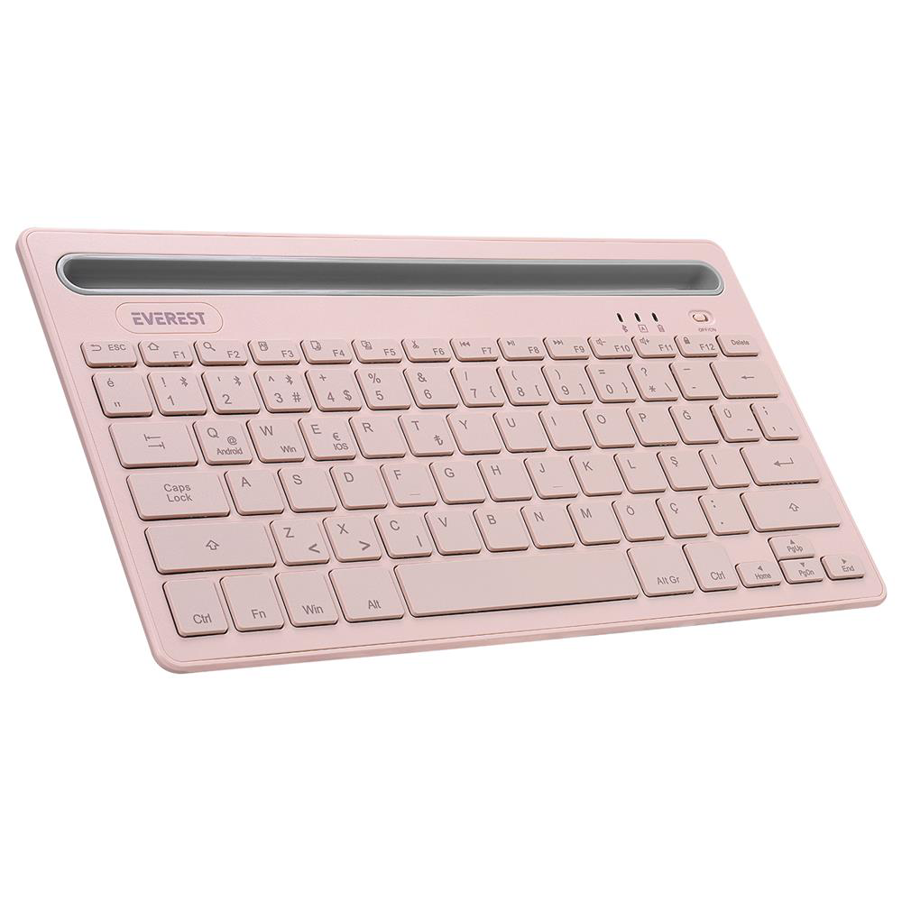 Everest KB-BT82 Pembe-Gri Bluetooth Ultra İnce+Şarjlı Q Mac-Win-A Everest KB-BT82 Pembe-Gri Bluetooth Ultra İnce+Şarjlı Q Mac-Win-A