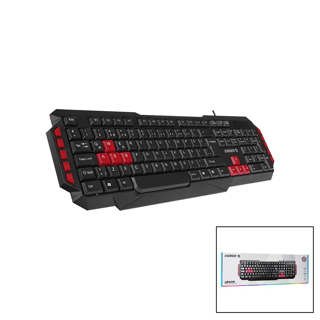 Everest KB-G7-ARMOR Usb Kablolu Oyuncu Klavye Renkli Oyun Tuşları - Multimedya Tuşları 150CM Fiyatı, Yorumları ve Özellikleri