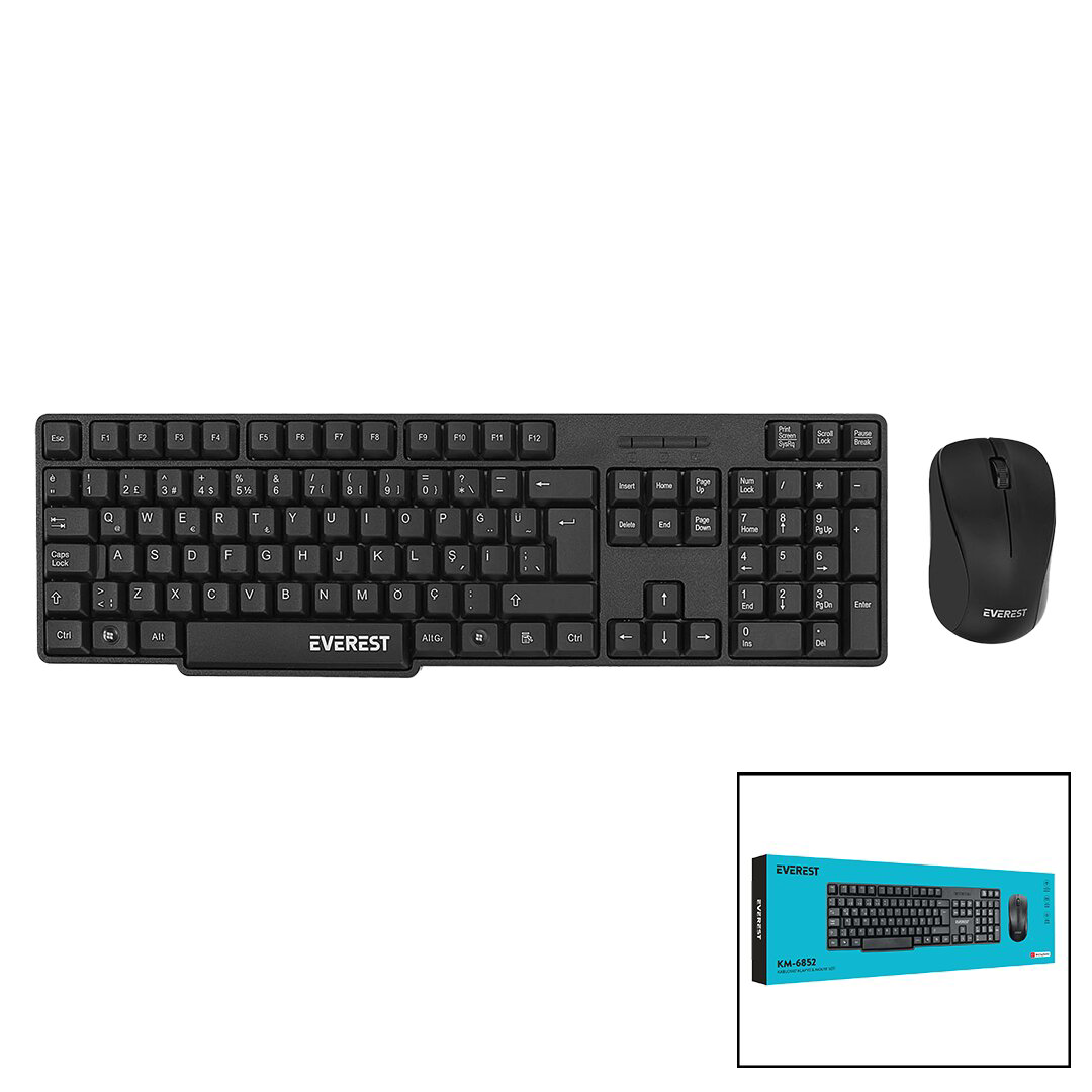 EVEREST KM-6852  KABLOSUZ  İNCE  KLAVYE - MOUSE  SETİ   Q KALVYE 