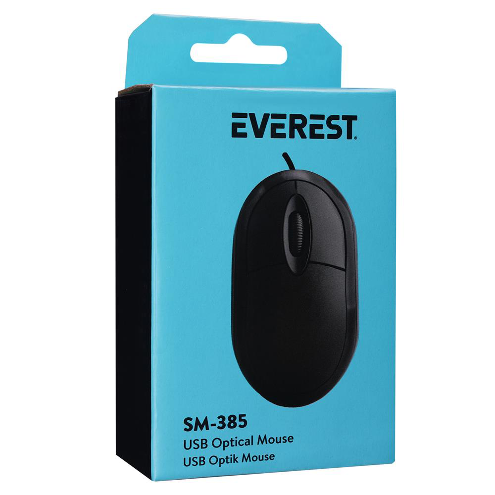 Everest SM-385 K 1.9M Bakır Kablolu USB Siyah 1000dpi Optik Mouse