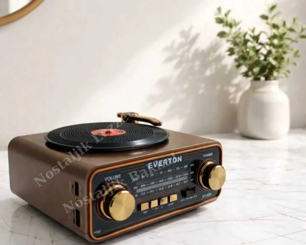 Everton RT-604 Plak Tasarımlı ve Görünümlü , Nostalji Bluetooth/USB/Sd/ Radyo Mp3 Player Müzik Kutusu