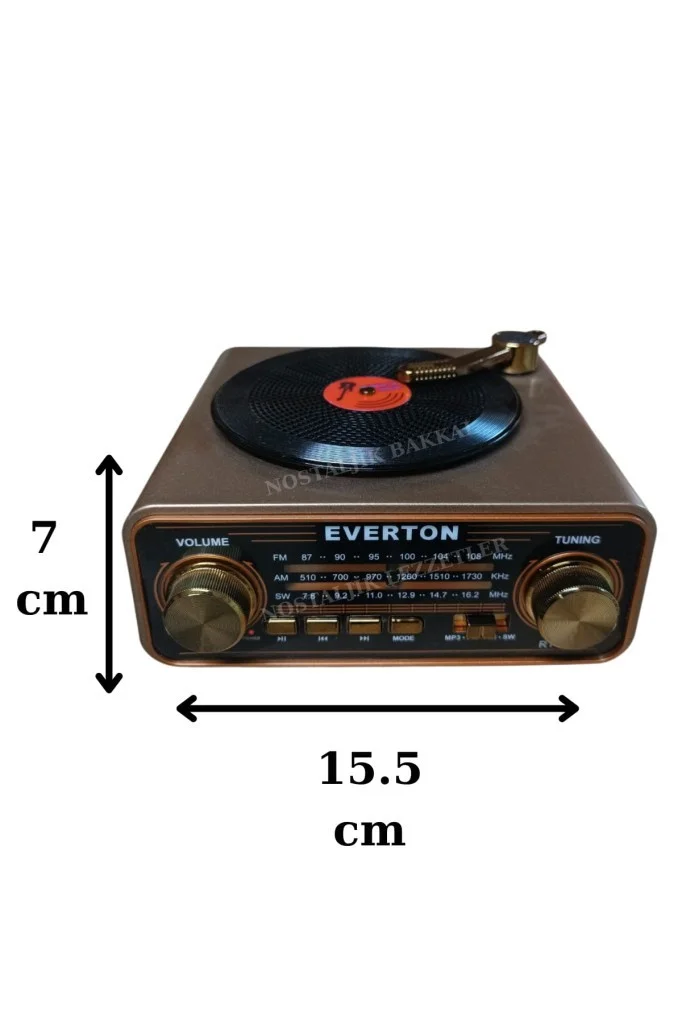 Everton RT-604 Plak Tasarımlı ve Görünümlü , Nostalji Bluetooth/USB/Sd/ Radyo Mp3 Player Müzik Kutusu