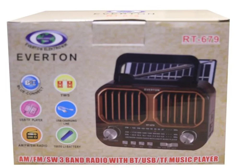 Everton RT-679  Bluetooth-USB-SD-FM Şarjlı Solarlı  Nostaljik Rad