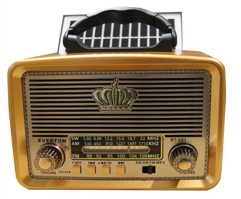 Everton RT-681  Solarlı,Ledli, Şarjlı Nostaljik Radyo (FM-AM-SW-U